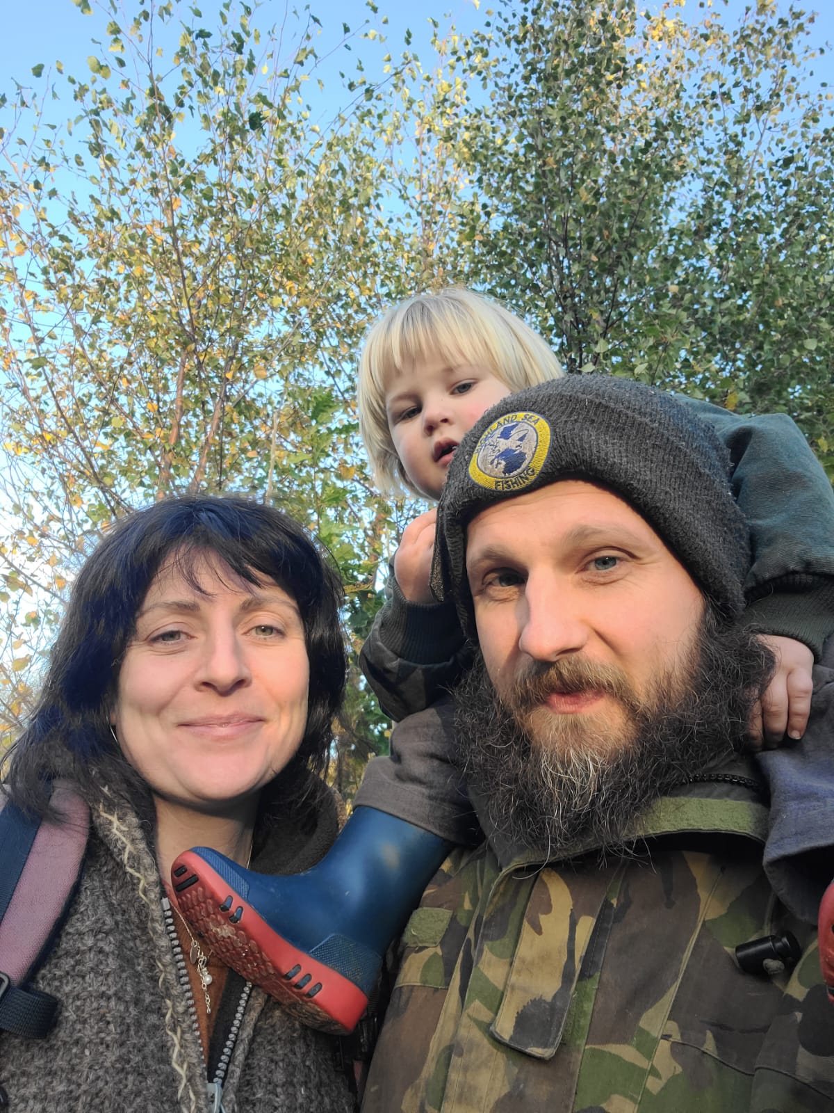 Kate, Jimmy and their son at Cults Croft